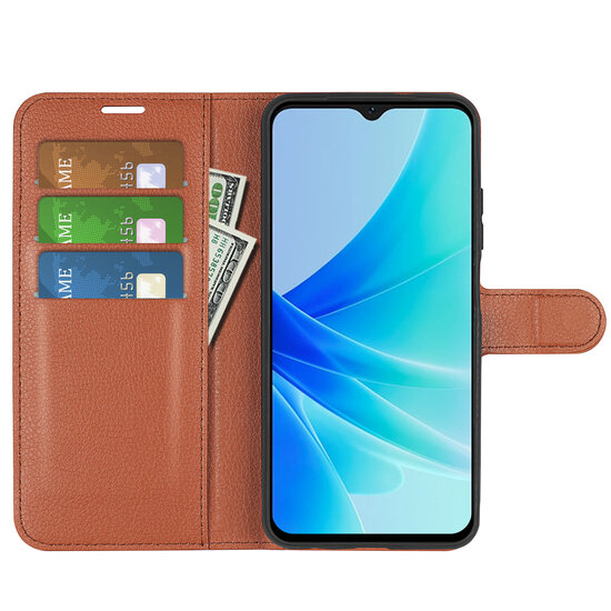 Oppo A57 / A57s / A77 Hoesje - MobyDefend Kunstleren Wallet Book Case (Sluiting Voorkant) - Bruin