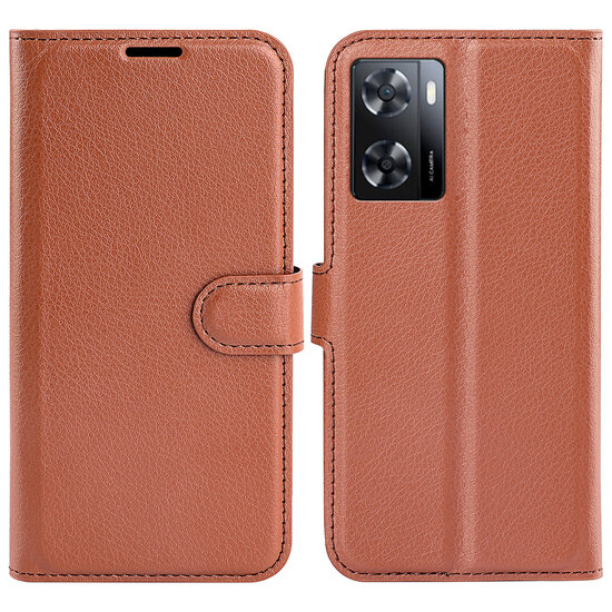 Oppo A57 / A57s / A77 Hoesje - MobyDefend Kunstleren Wallet Book Case (Sluiting Voorkant) - Bruin