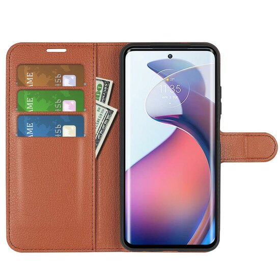 Motorola Edge 30 Neo Hoesje - MobyDefend Kunstleren Wallet Book Case (Sluiting Voorkant) - Bruin
