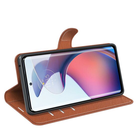 Motorola Edge 30 Neo Hoesje - MobyDefend Kunstleren Wallet Book Case (Sluiting Voorkant) - Bruin