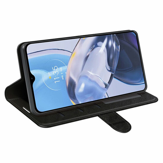 Motorola Moto E22 / E22i Hoesje - MobyDefend Wallet Book Case (Sluiting Achterkant) - Zwart