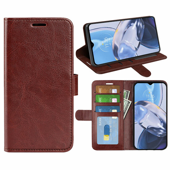 Motorola Moto E22 / E22i Hoesje, MobyDefend Wallet Book Case (Sluiting Achterkant), Bruin