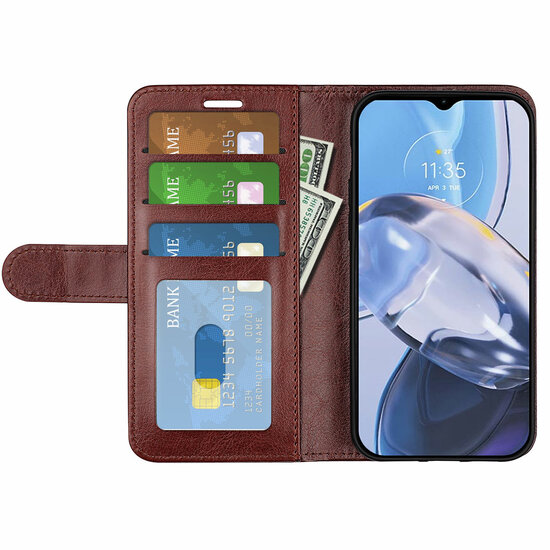 Motorola Moto E22 / E22i Hoesje - MobyDefend Wallet Book Case (Sluiting Achterkant) - Bruin