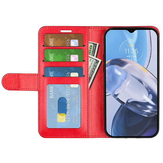 Motorola Moto E22 / E22i Hoesje, MobyDefend Wallet Book Case (Sluiting Achterkant), Rood