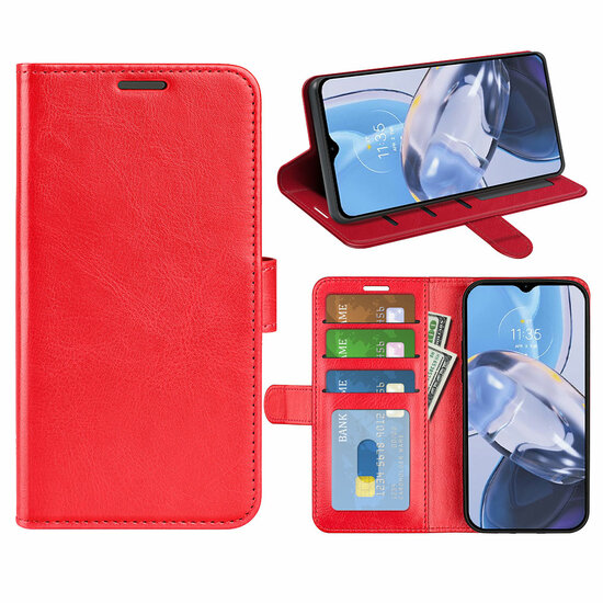 Motorola Moto E22 / E22i Hoesje, MobyDefend Wallet Book Case (Sluiting Achterkant), Rood