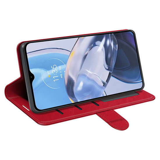 Motorola Moto E22 / E22i Hoesje, MobyDefend Wallet Book Case (Sluiting Achterkant), Rood