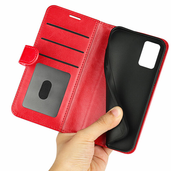 Motorola Moto E22 / E22i Hoesje, MobyDefend Wallet Book Case (Sluiting Achterkant), Rood