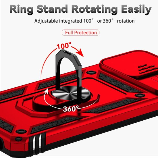 Motorola Moto G32 Hoesje - MobyDefend Pantsercase Met Draaibare Ring - Blauw