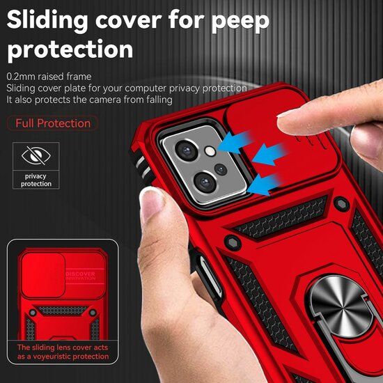 Motorola Moto G32 Hoesje - MobyDefend Pantsercase Met Draaibare Ring - Blauw