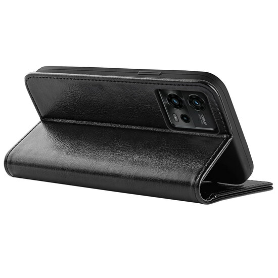 Motorola Moto G72 Hoesje, MobyDefend Wallet Book Case (Sluiting Achterkant), Zwart