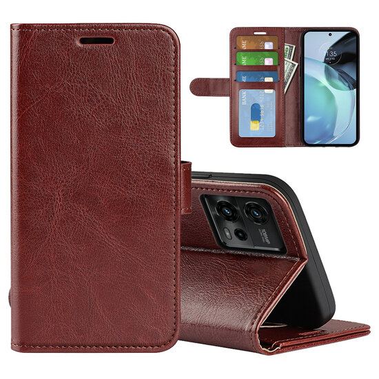 Motorola Moto G72 Hoesje - MobyDefend Wallet Book Case (Sluiting Achterkant) - Bruin