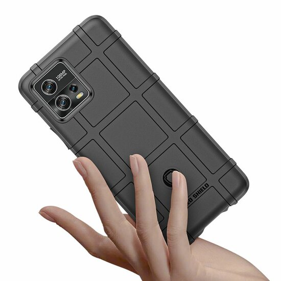 Motorola Moto G72 Hoesje, Rugged Shield TPU Gelcase, Zwart