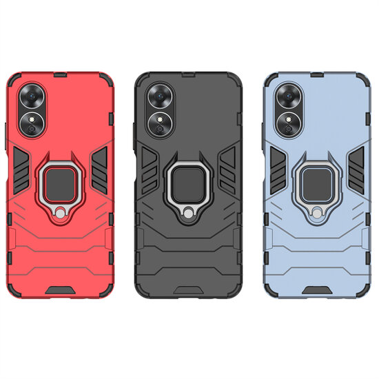 Oppo A17 Hoesje - MobyDefend Dubbelgelaagde Pantsercase Met Standaard - Rood