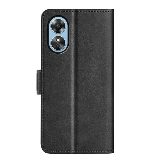 Oppo A17 Hoesje, MobyDefend Luxe Wallet Book Case (Sluiting Zijkant), Zwart