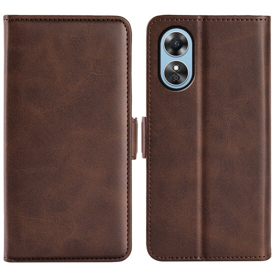 Oppo A17 Hoesje, MobyDefend Luxe Wallet Book Case (Sluiting Zijkant), Bruin