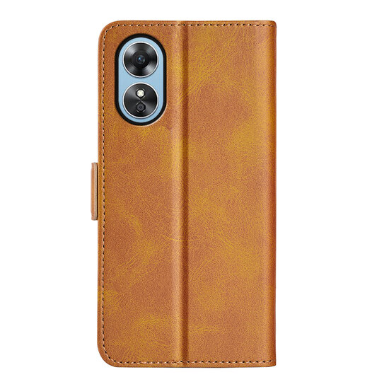 Oppo A17 Hoesje - MobyDefend Luxe Wallet Book Case (Sluiting Zijkant) - Lichtbruin
