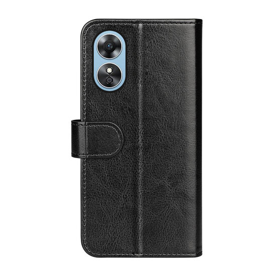 Oppo A17 Hoesje, MobyDefend Wallet Book Case (Sluiting Achterkant), Zwart