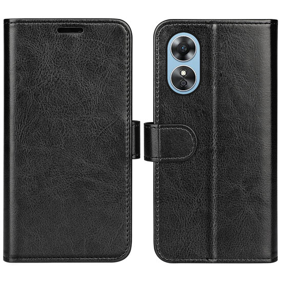 Oppo A17 Hoesje, MobyDefend Wallet Book Case (Sluiting Achterkant), Zwart