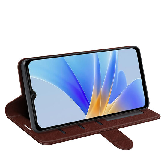 Oppo A17 Hoesje - MobyDefend Wallet Book Case (Sluiting Achterkant) - Bruin