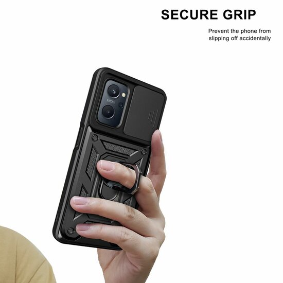 Oppo A17 Hoesje - MobyDefend Pantsercase Met Draaibare Ring - Ros&eacute;