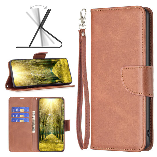 Oppo A57 / A57s / A77 Hoesje, MobyDefend Wallet Book Case Met Koord, Bruin