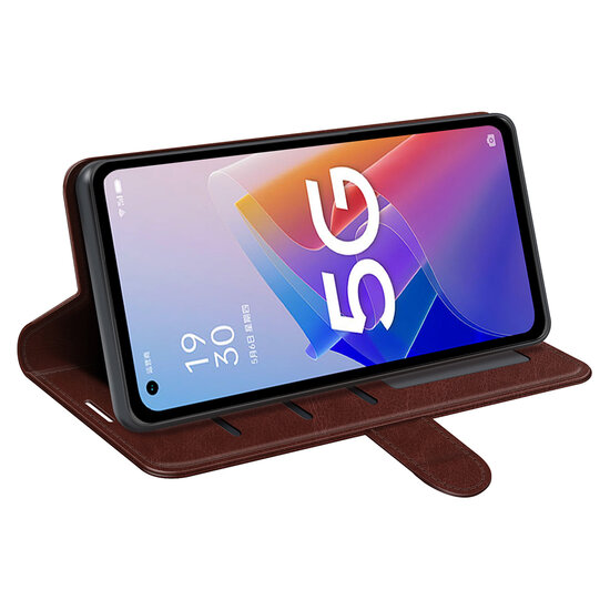 Oppo Reno 8 Lite Hoesje - MobyDefend Wallet Book Case (Sluiting Achterkant) - Bruin