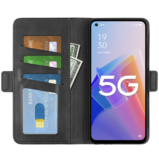 Oppo Reno 8 Lite Hoesje, MobyDefend Luxe Wallet Book Case (Sluiting Zijkant), Zwart