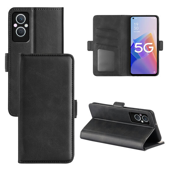 Oppo Reno 8 Lite Hoesje, MobyDefend Luxe Wallet Book Case (Sluiting Zijkant), Zwart