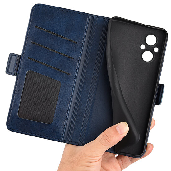 Oppo Reno 8 Lite Hoesje, MobyDefend Luxe Wallet Book Case (Sluiting Zijkant), Blauw