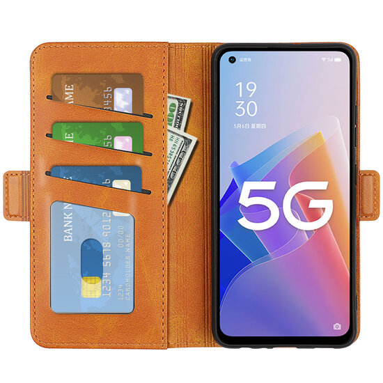 Oppo Reno 8 Lite Hoesje - MobyDefend Luxe Wallet Book Case (Sluiting Zijkant) - Lichtbruin