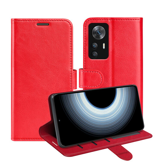 Xiaomi 12T / 12T Pro Hoesje, MobyDefend Wallet Book Case (Sluiting Achterkant), Rood