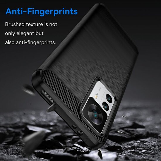 Xiaomi 12T / 12T Pro Hoesje - MobyDefend TPU Backcover - Geborstelde Metaal &amp; Carbon-Look - Rood