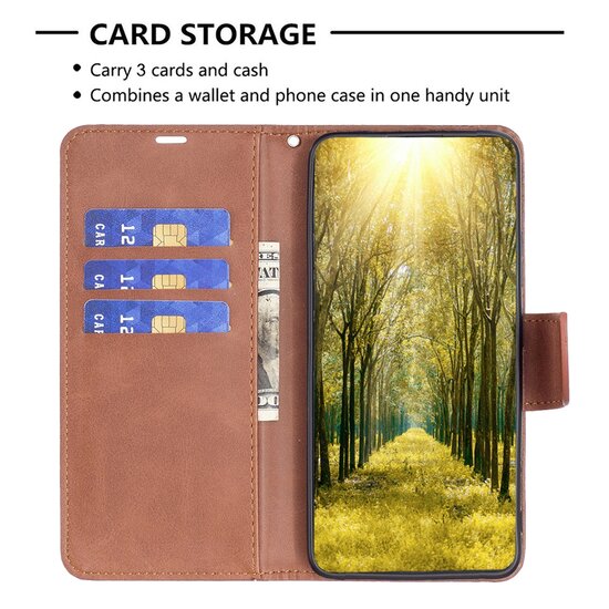Xiaomi Redmi 10A Hoesje, MobyDefend Wallet Book Case Met Koord, Bruin