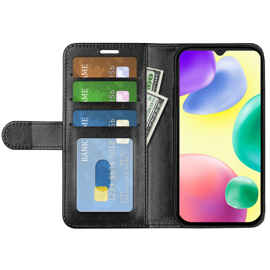 Xiaomi Redmi 10A Hoesje, MobyDefend Wallet Book Case (Sluiting Achterkant), Zwart