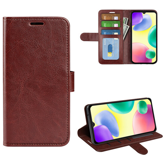 Xiaomi Redmi 10A Hoesje, MobyDefend Wallet Book Case (Sluiting Achterkant), Bruin