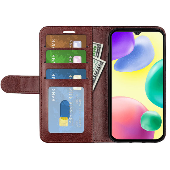 Xiaomi Redmi 10A Hoesje - MobyDefend Wallet Book Case (Sluiting Achterkant) - Bruin