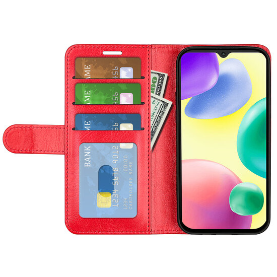 Xiaomi Redmi 10A Hoesje - MobyDefend Wallet Book Case (Sluiting Achterkant) - Rood