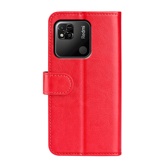 Xiaomi Redmi 10A Hoesje, MobyDefend Wallet Book Case (Sluiting Achterkant), Rood