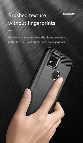 Xiaomi Redmi 10A Hoesje - MobyDefend TPU Backcover - Geborstelde Metaal &amp; Carbon-Look - Rood