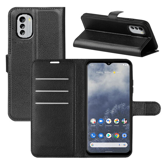Nokia G60 Hoesje, MobyDefend Kunstleren Wallet Book Case (Sluiting Voorkant), Zwart