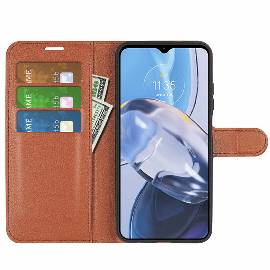 Motorola Moto E22 / E22i Hoesje - MobyDefend Kunstleren Wallet Book Case (Sluiting Voorkant) - Bruin