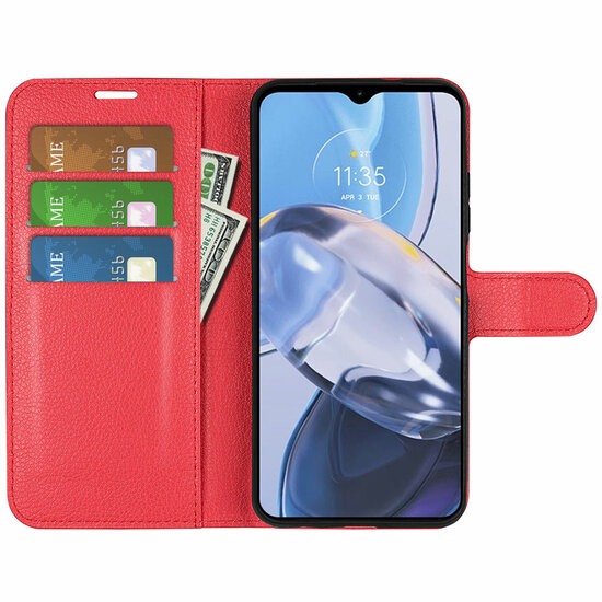 Motorola Moto E22 / E22i Hoesje - MobyDefend Kunstleren Wallet Book Case (Sluiting Voorkant) - Rood