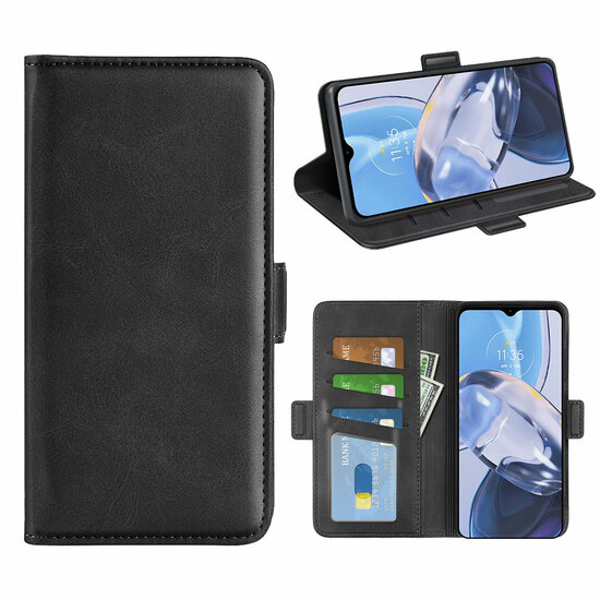 Motorola Moto E22 / E22i Hoesje - MobyDefend Luxe Wallet Book Case (Sluiting Zijkant) - Zwart