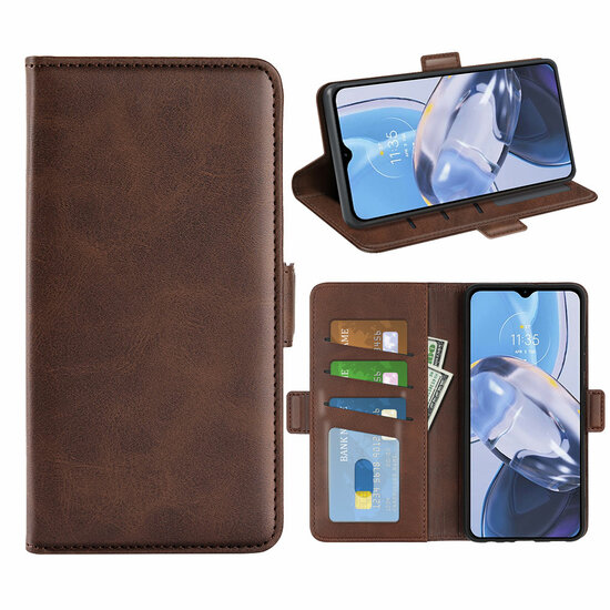 Motorola Moto E22 / E22i Hoesje, MobyDefend Luxe Wallet Book Case (Sluiting Zijkant), Bruin