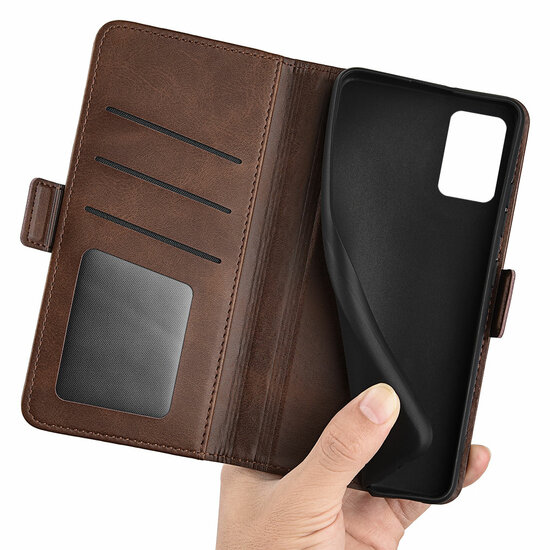 Motorola Moto E22 / E22i Hoesje, MobyDefend Luxe Wallet Book Case (Sluiting Zijkant), Bruin