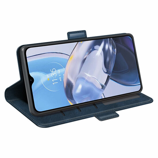Motorola Moto E22 / E22i Hoesje - MobyDefend Luxe Wallet Book Case (Sluiting Zijkant) - Blauw