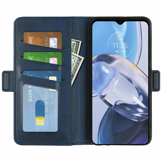 Motorola Moto E22 / E22i Hoesje, MobyDefend Luxe Wallet Book Case (Sluiting Zijkant), Blauw