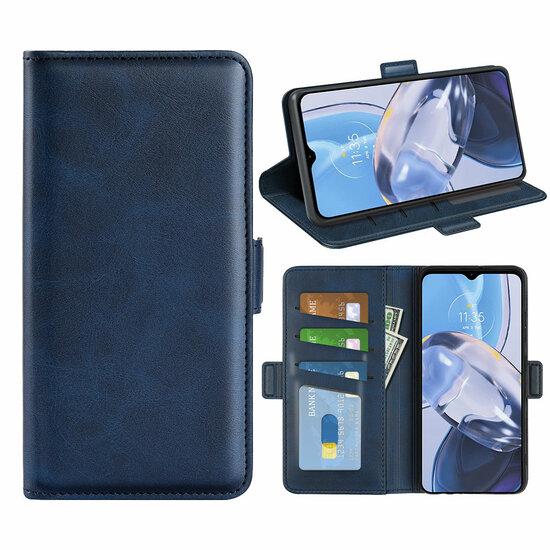 Motorola Moto E22 / E22i Hoesje - MobyDefend Luxe Wallet Book Case (Sluiting Zijkant) - Blauw