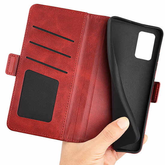 Motorola Moto E22 / E22i Hoesje, MobyDefend Luxe Wallet Book Case (Sluiting Zijkant), Rood