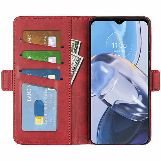 Motorola Moto E22 / E22i Hoesje, MobyDefend Luxe Wallet Book Case (Sluiting Zijkant), Rood